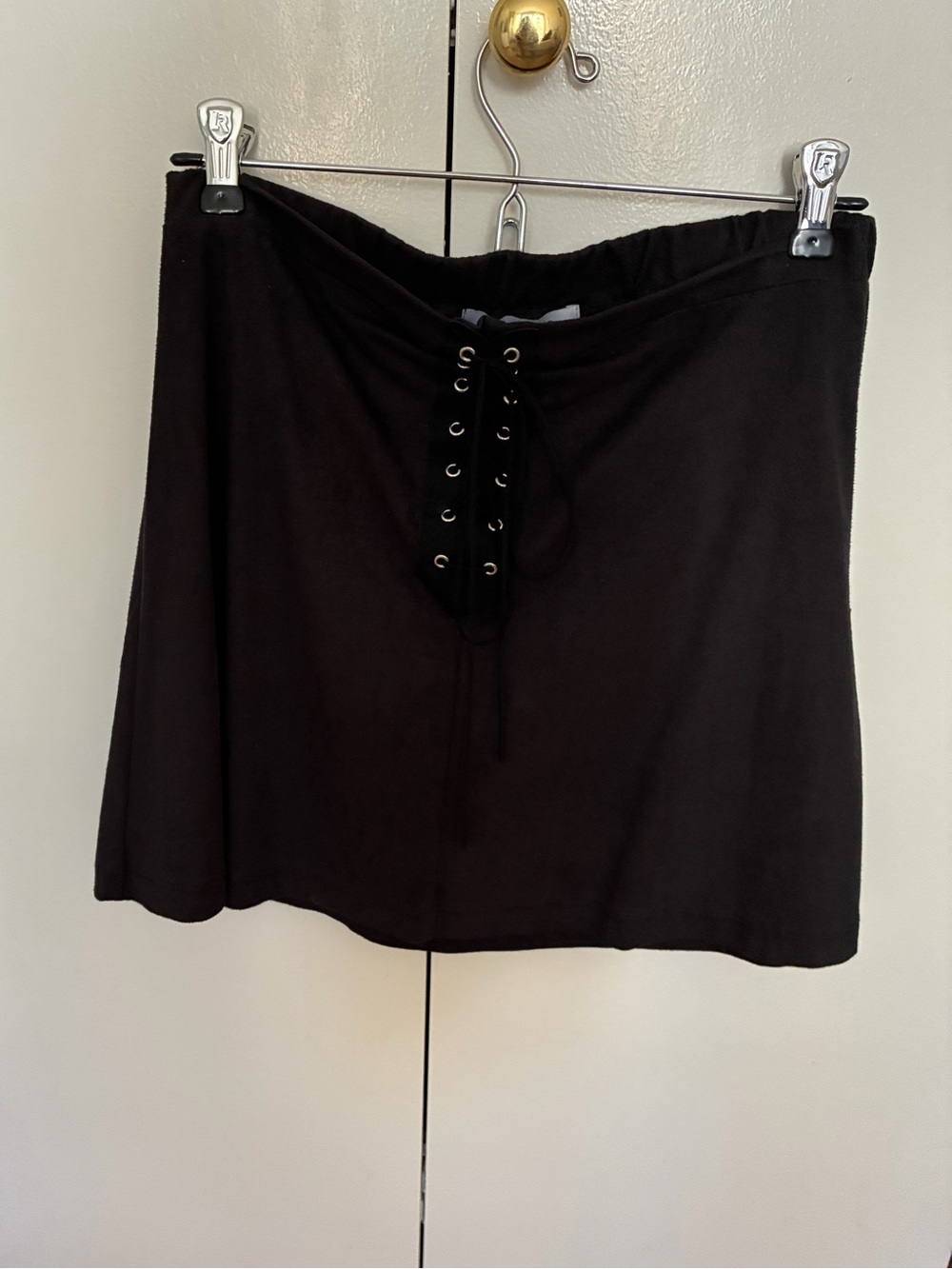 Gab Kate Gray Suede Lace-Up A-Line Women's Skirt